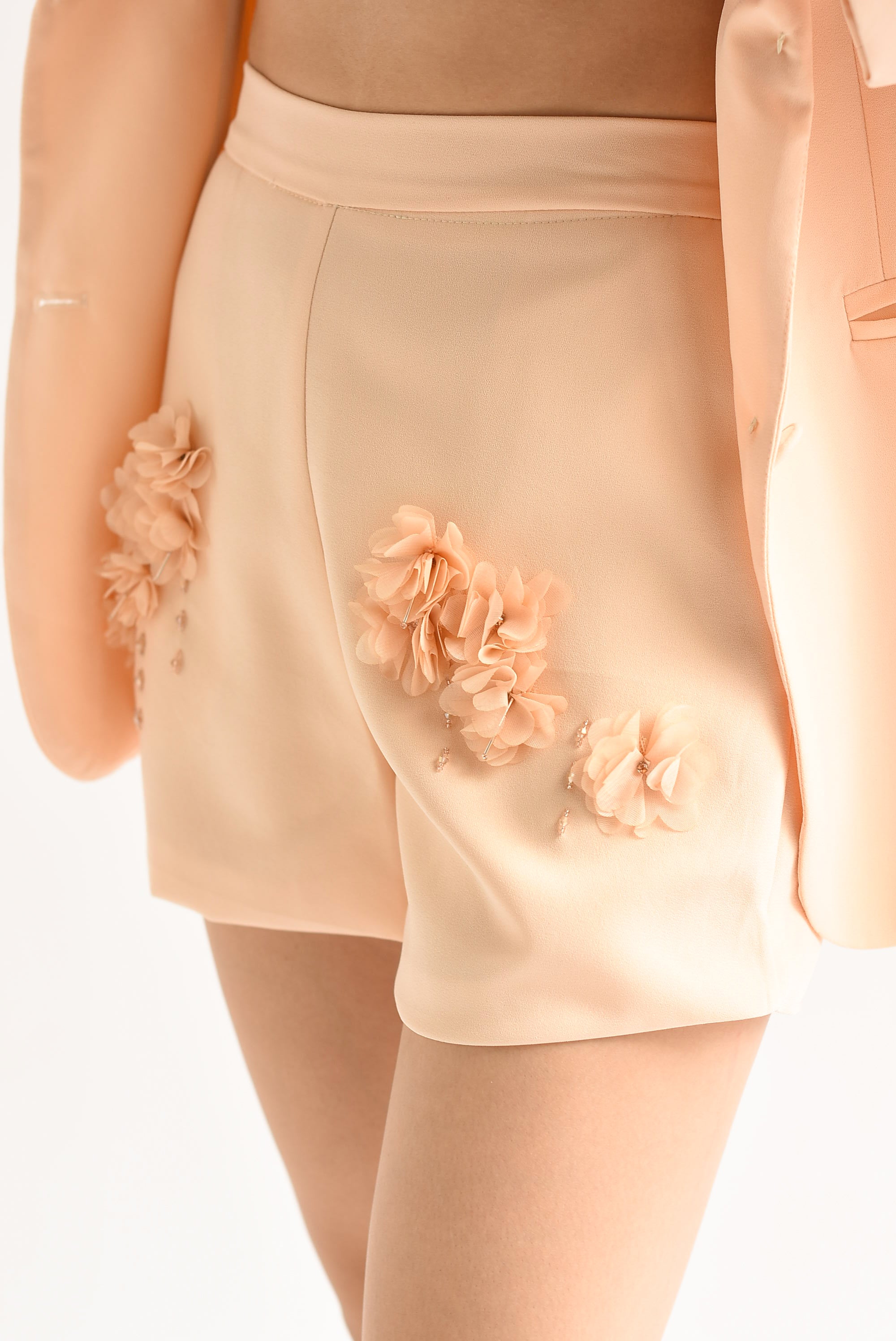 Set Short y Blazer flores 3D Peach