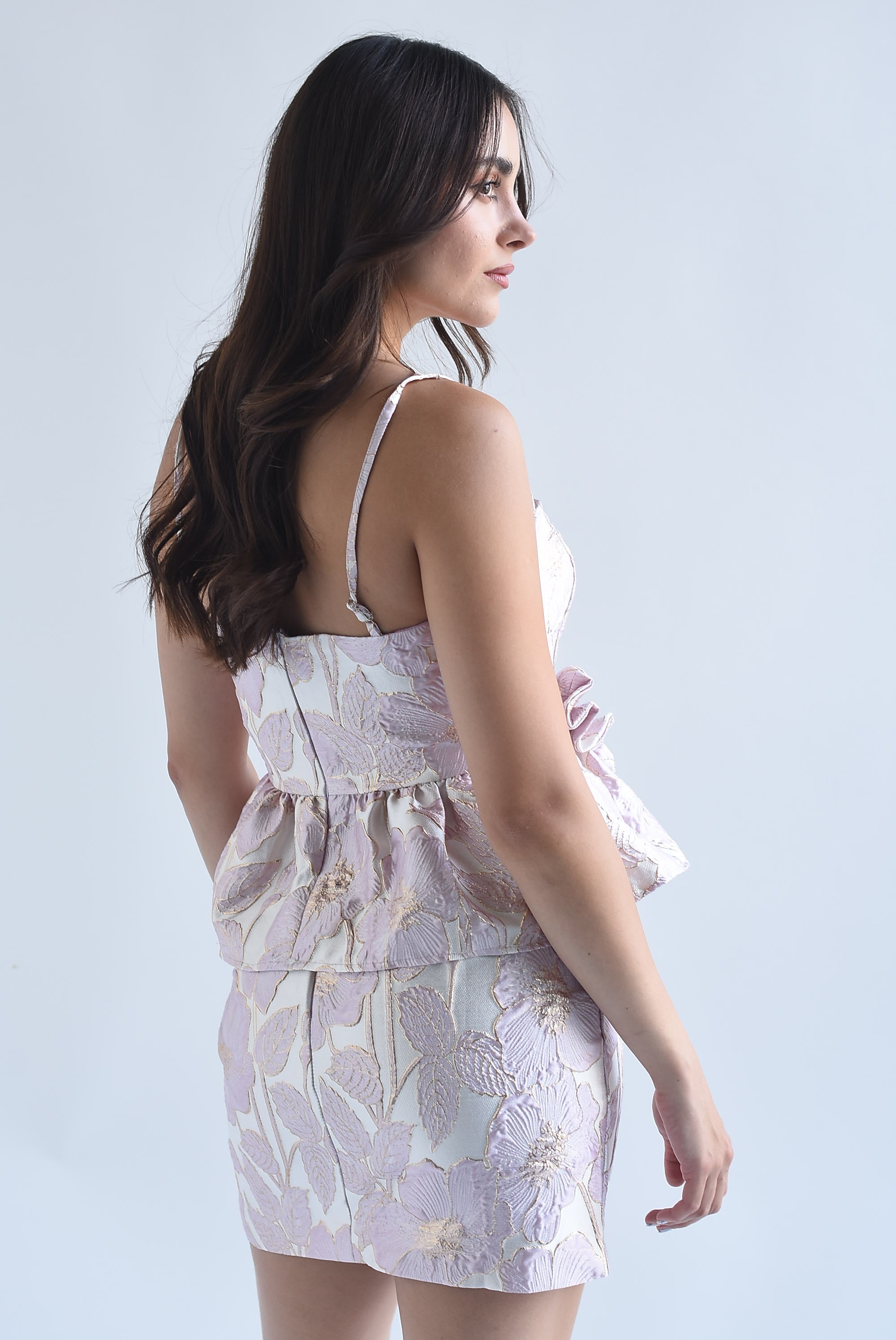 Set Falda y Top peplum textura flores