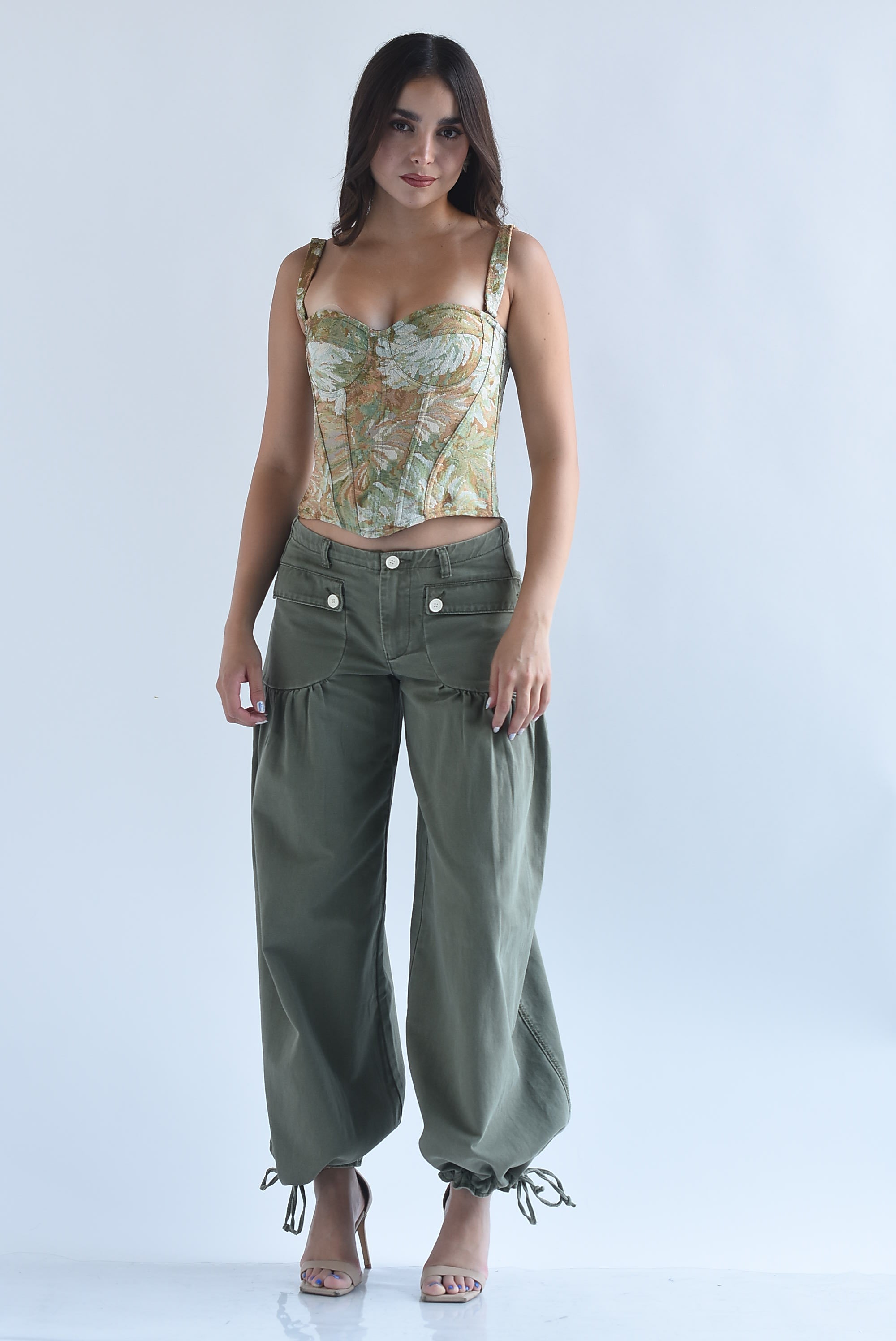 Corset tirante flores tapiz