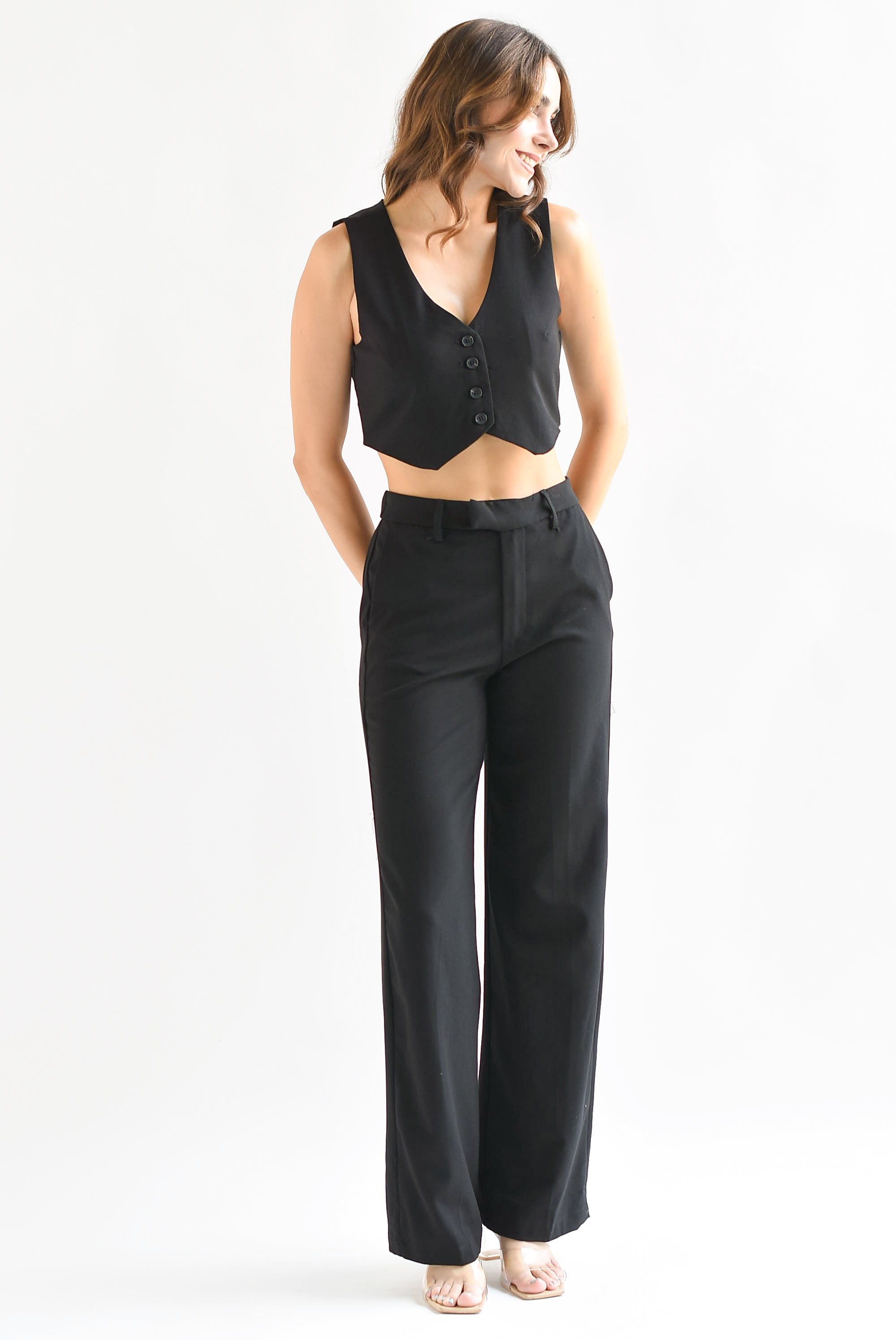 Pantalón pierna ancha Negro