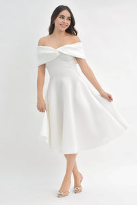 Fashion Styled Vestido midi neopreno Blanco