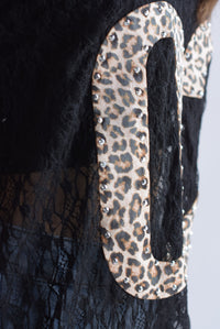 Fashion Styled Jersey encaje leopardo Negro