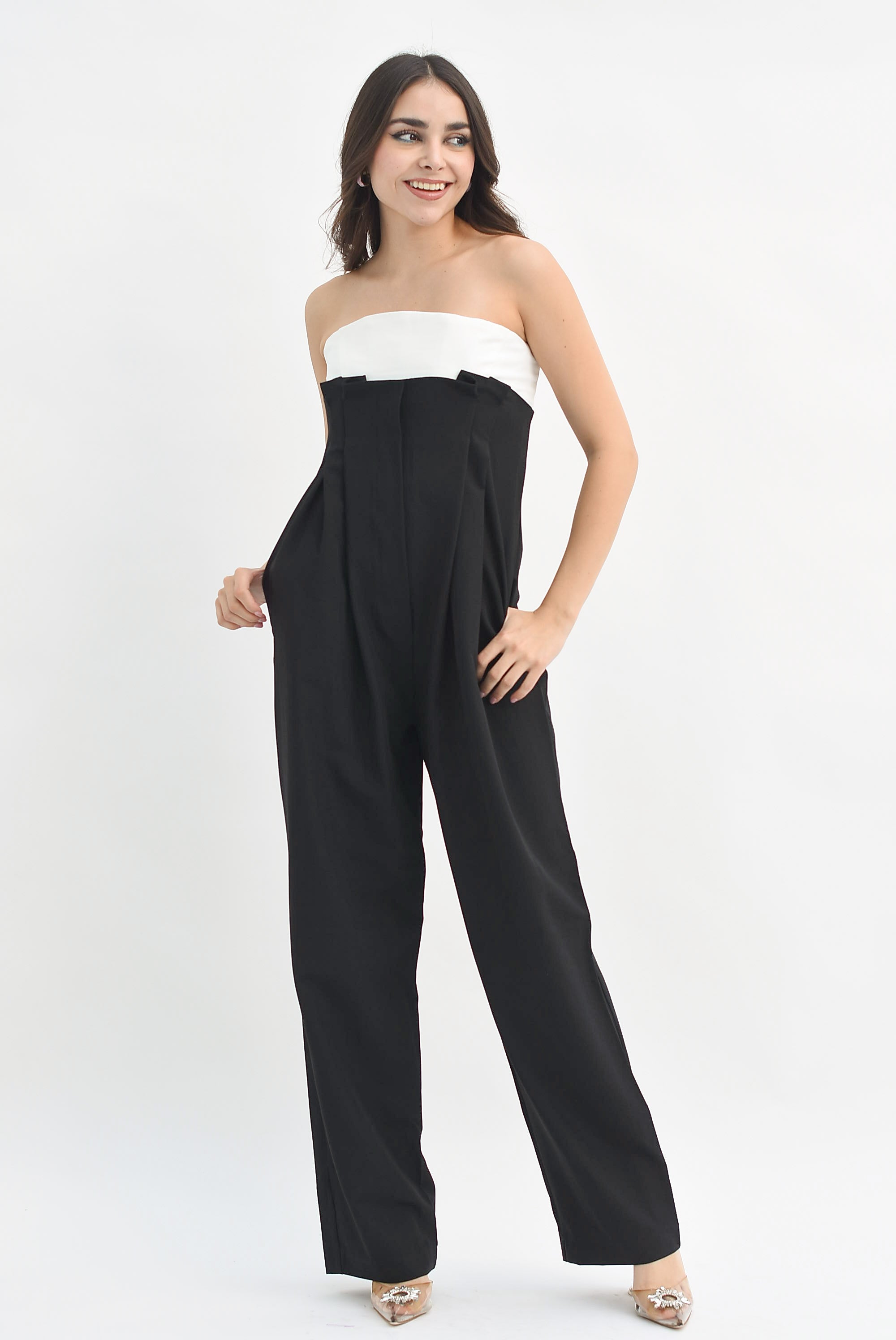 Jumpsuit strapless Black & White