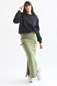 Fashion Styled Falda lápiz cargo Olivo