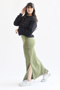 Fashion Styled Falda lápiz cargo Olivo