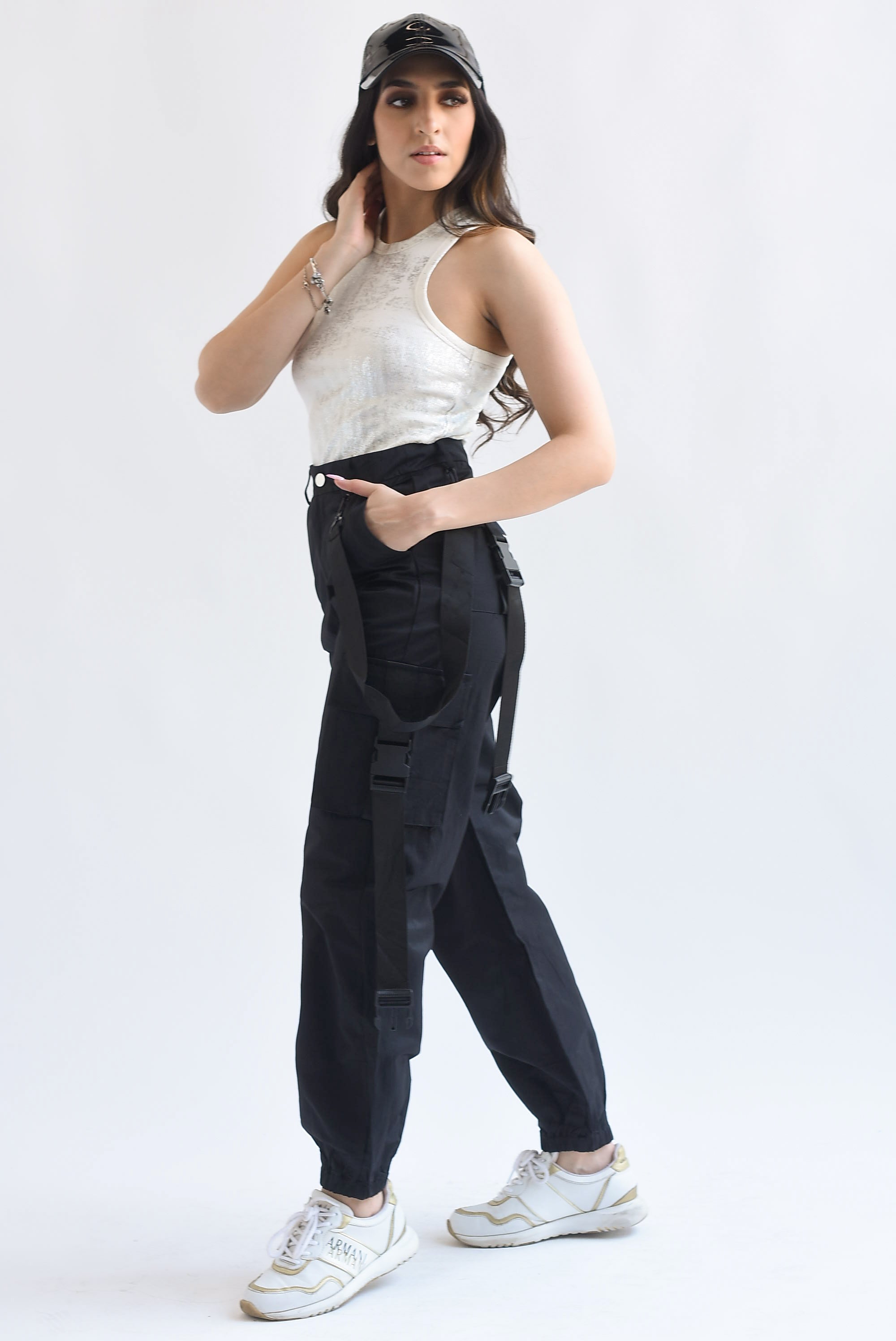 Jogger cargo cintas Negro