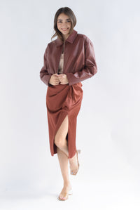 Fashion Styled Chamarra bomber vinipiel aglobada Marrón