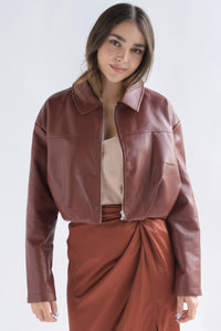 Fashion Styled Chamarra bomber vinipiel aglobada Marrón