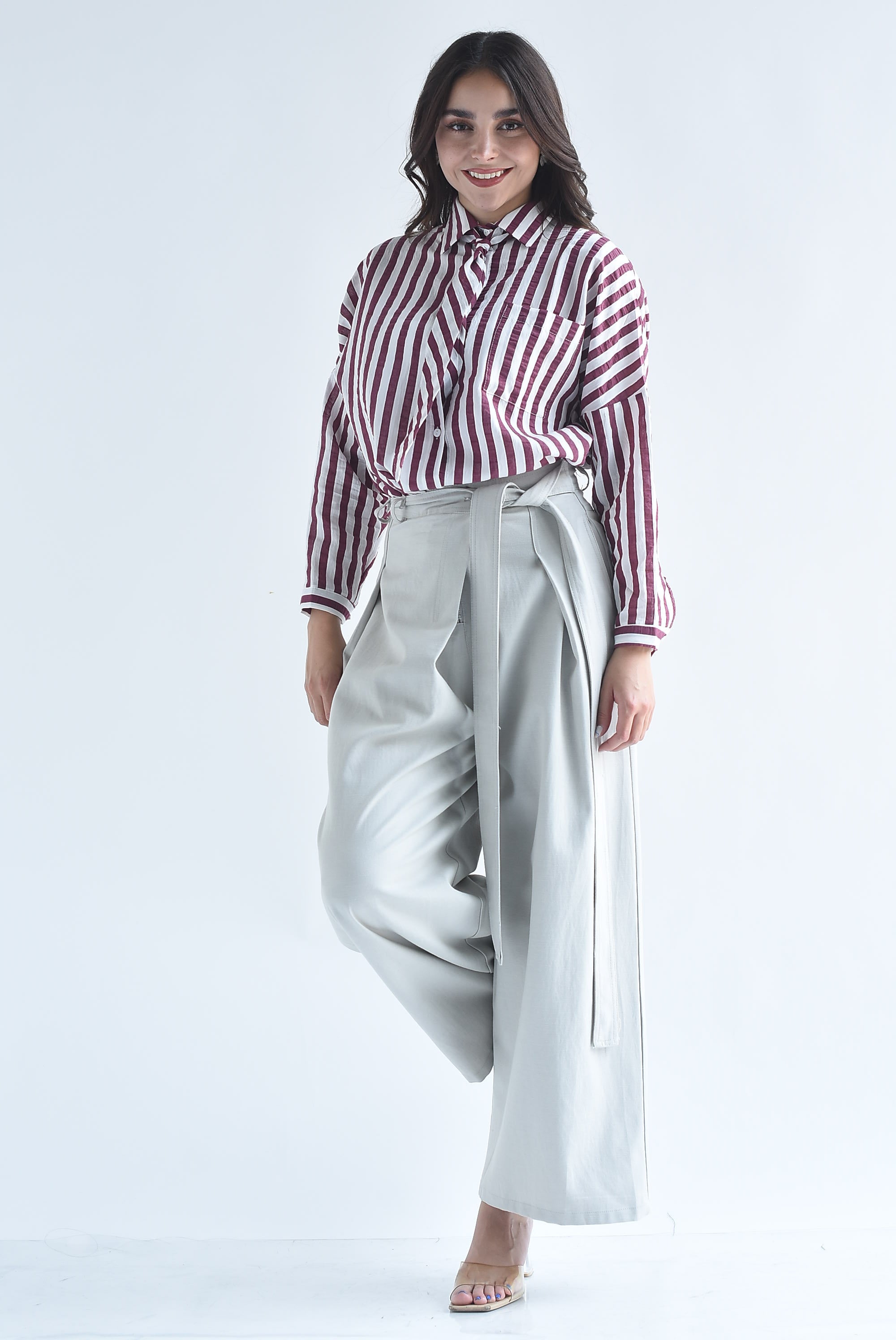 Pantalón wide pinzas faldón