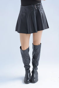 Fashion Styled Falda vinipiel plisada envolvente Negro