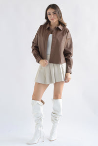 Fashion Styled Shacket vinipiel mate Café