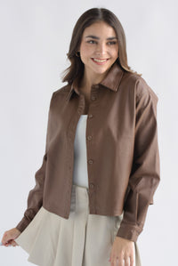 Fashion Styled Shacket vinipiel mate Café
