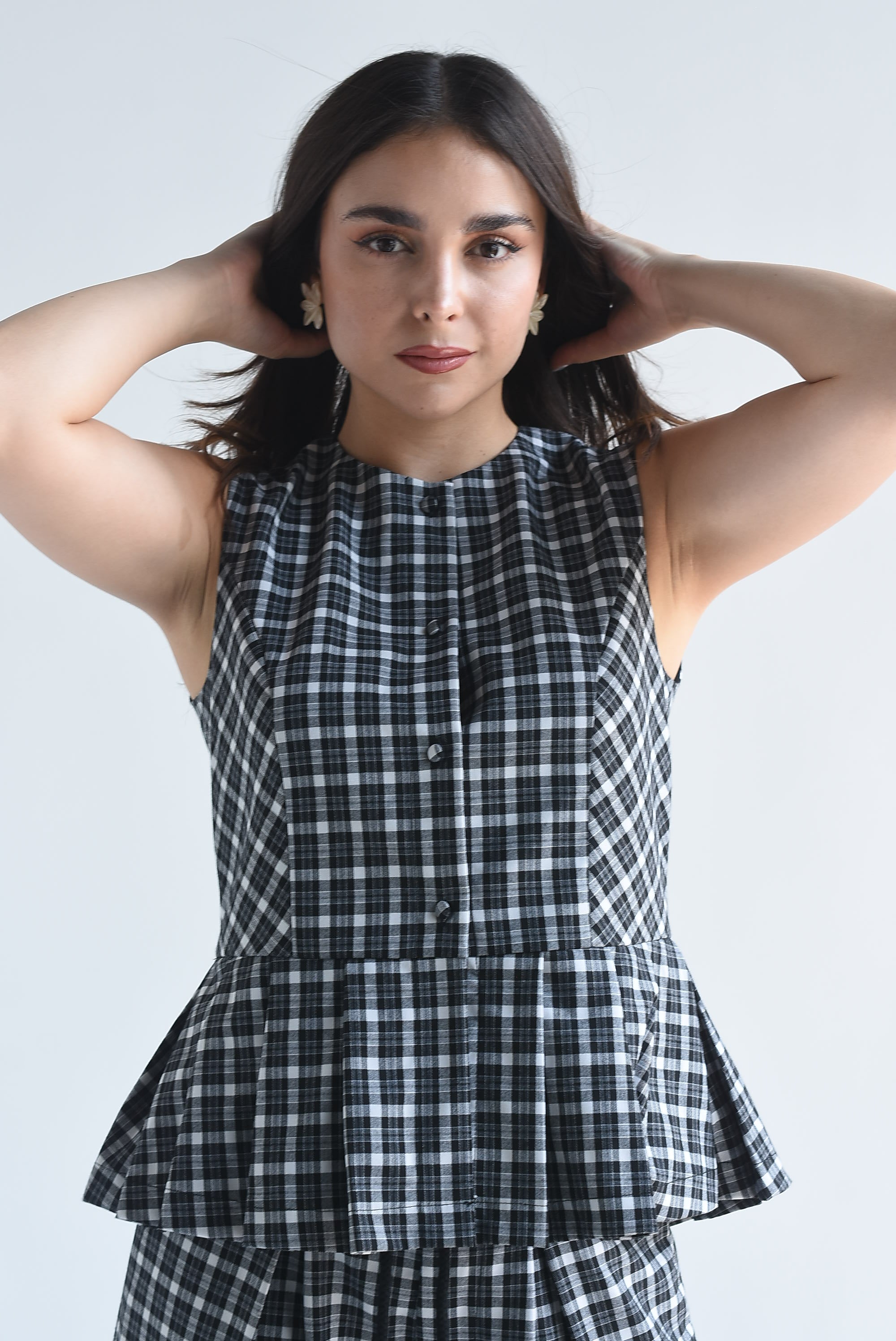Blusa peplum tipo Chaleco cuadros