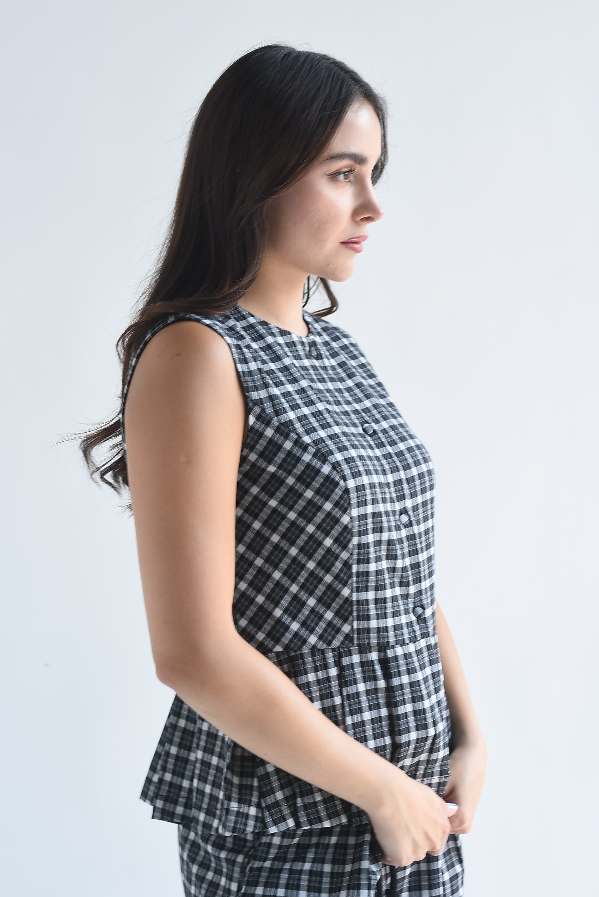 Blusa peplum tipo Chaleco cuadros