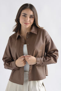Fashion Styled Shacket vinipiel mate Café