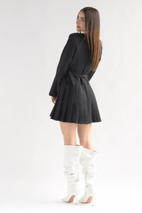 Fashion Styled Vestido marinero falda tablas Negro