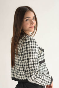 Fashion Styled Blazer tweed filos Blanco y Negro