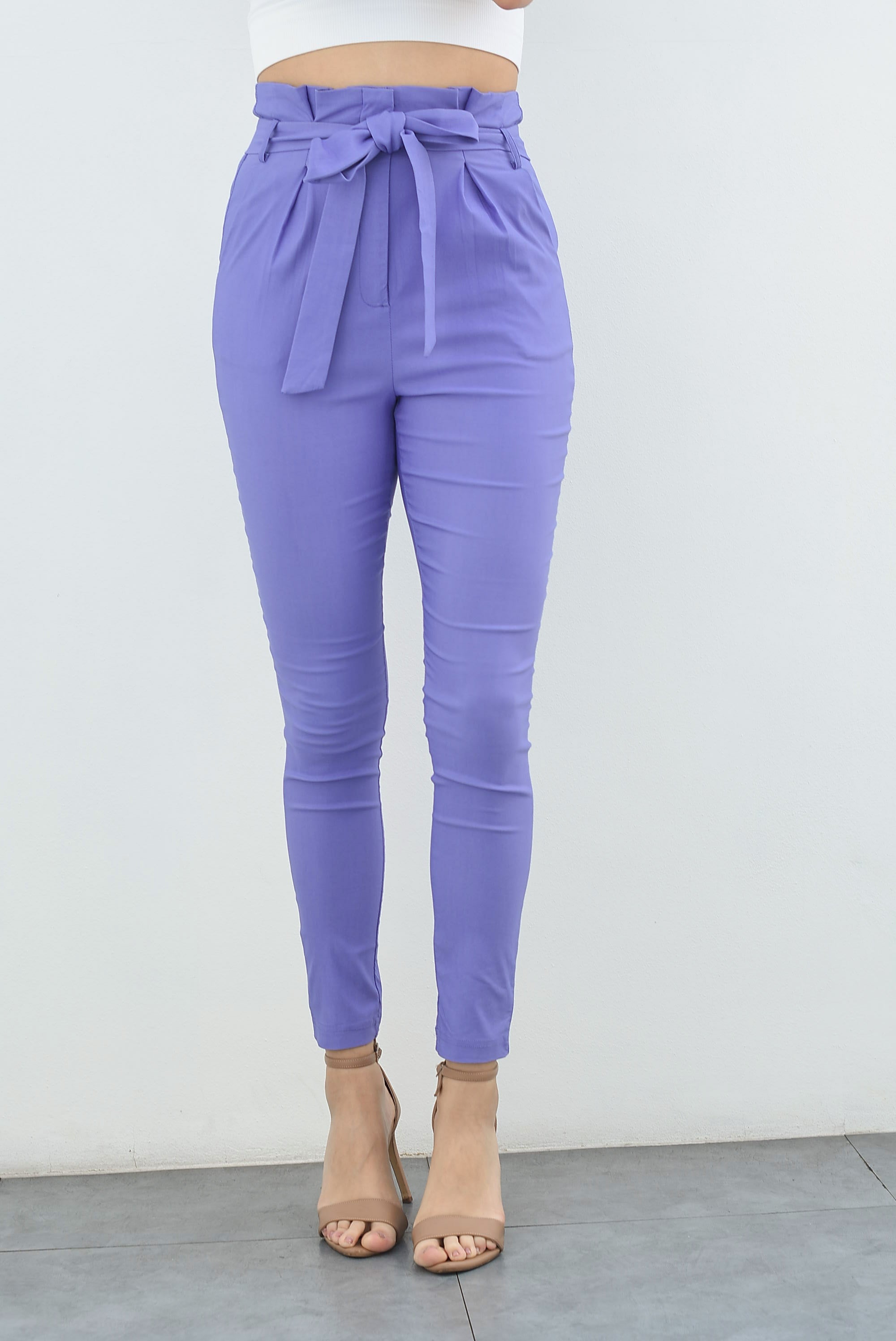 Pantalón paper bag Morado