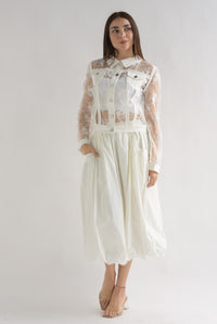 Fashion Styled Falda globo bolsillos Blanco