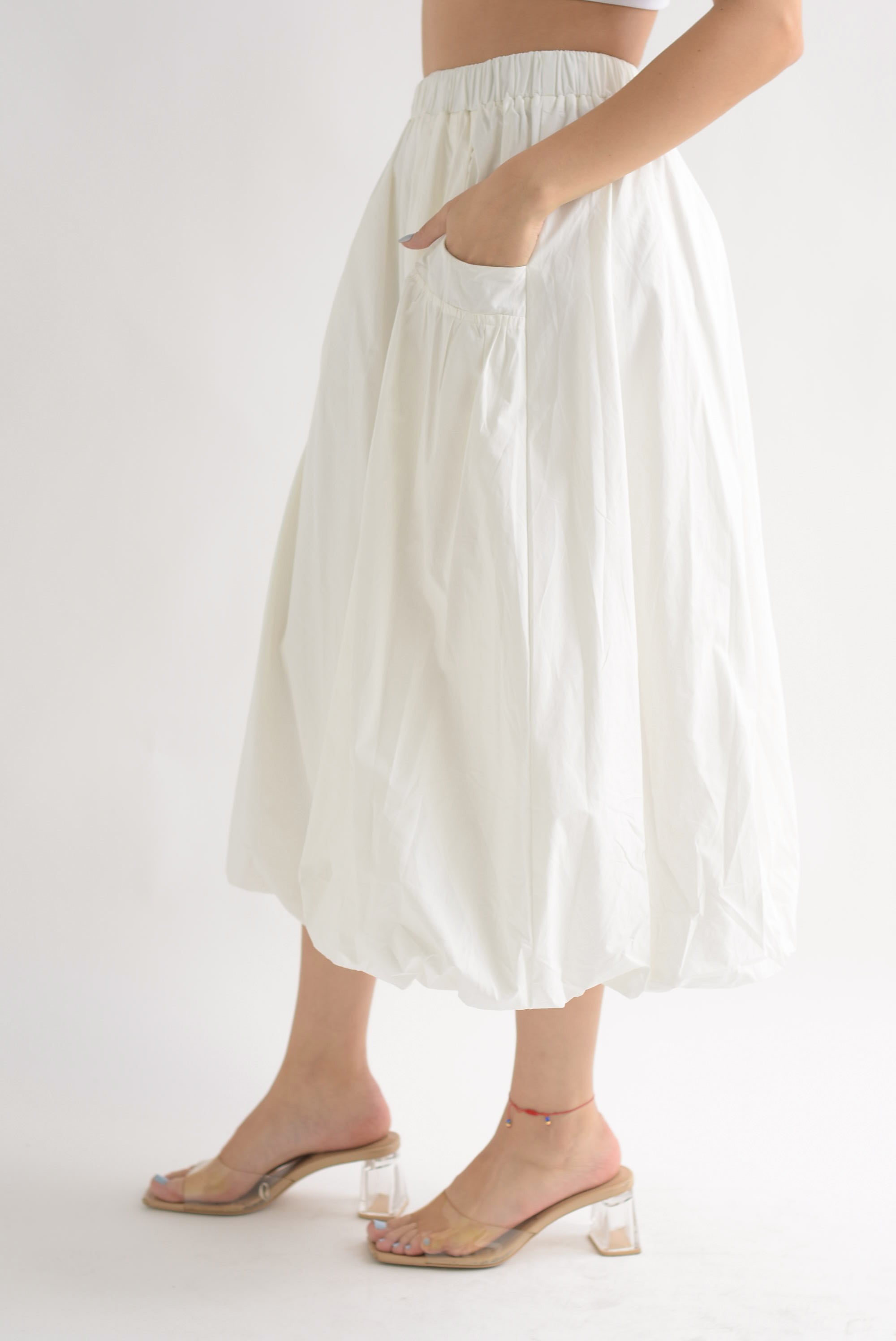Falda globo bolsillos Blanco