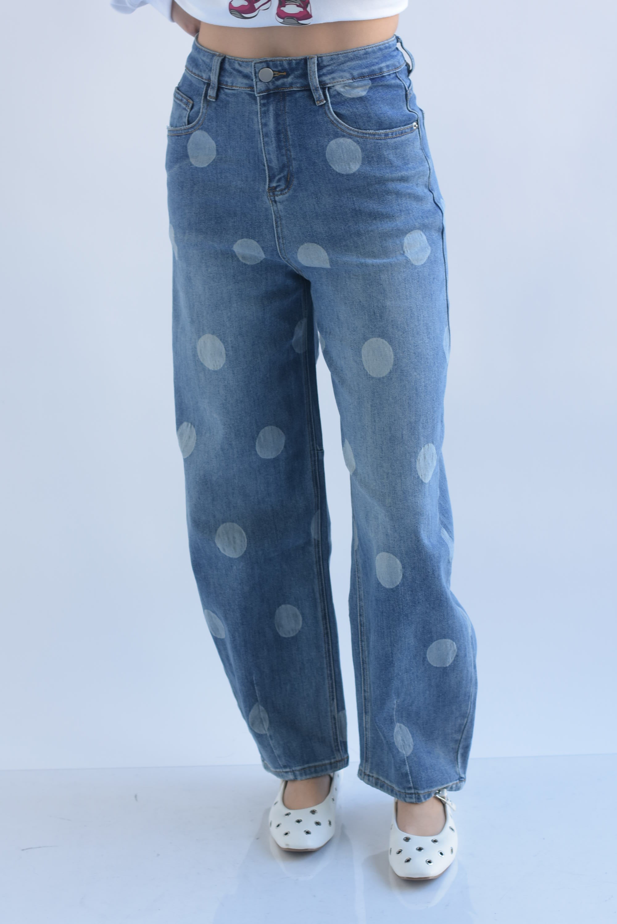 Jeans barrel polka dots chunky