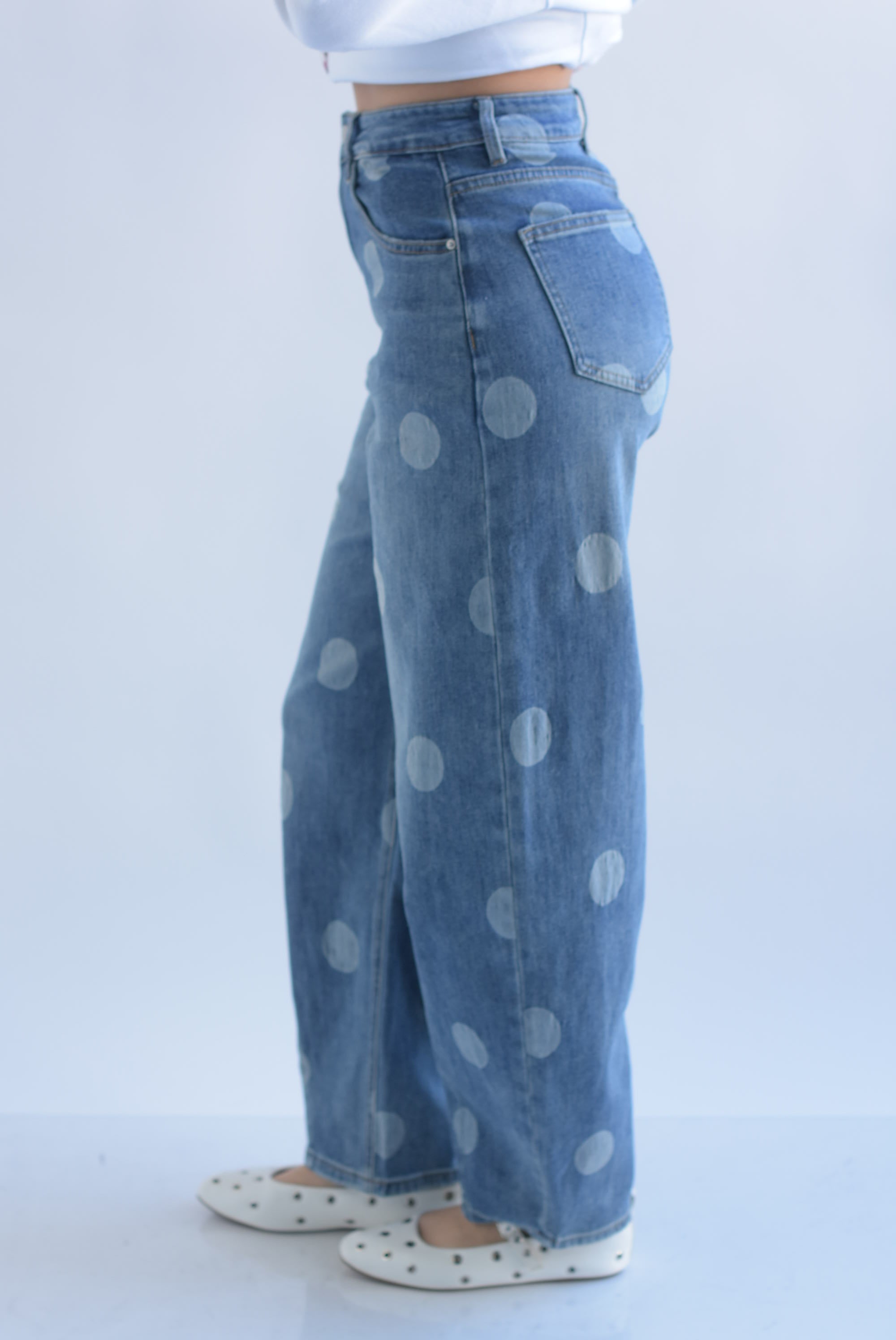 Jeans barrel polka dots chunky