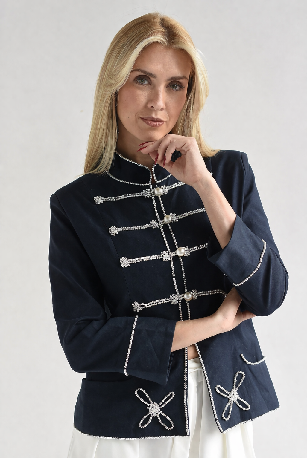 Blazer militar Chinese perlas