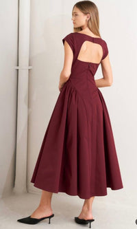 Fashion Styled Vestido torso largo Vino