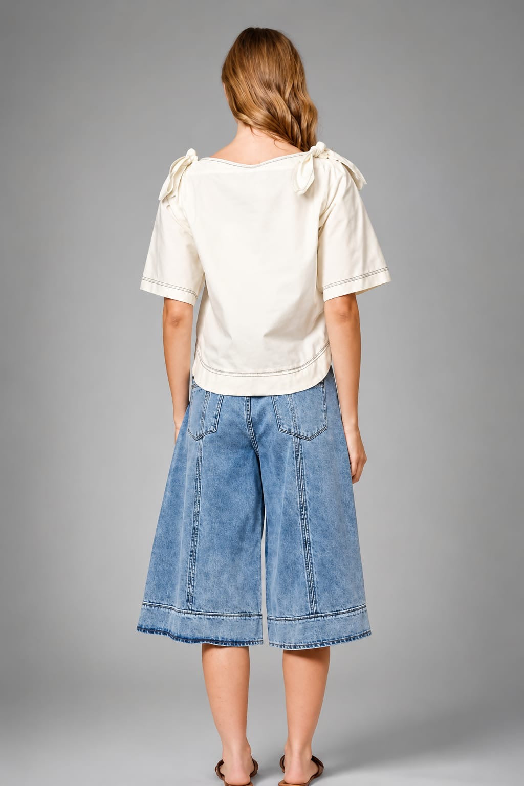 Bermuda Denim culotte pinzas