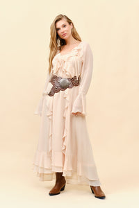 Fashion Styled Vestido largo olanes gasa Ivory