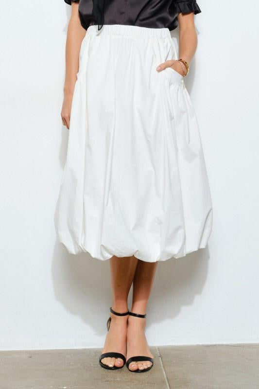 Falda globo bolsillos Blanco