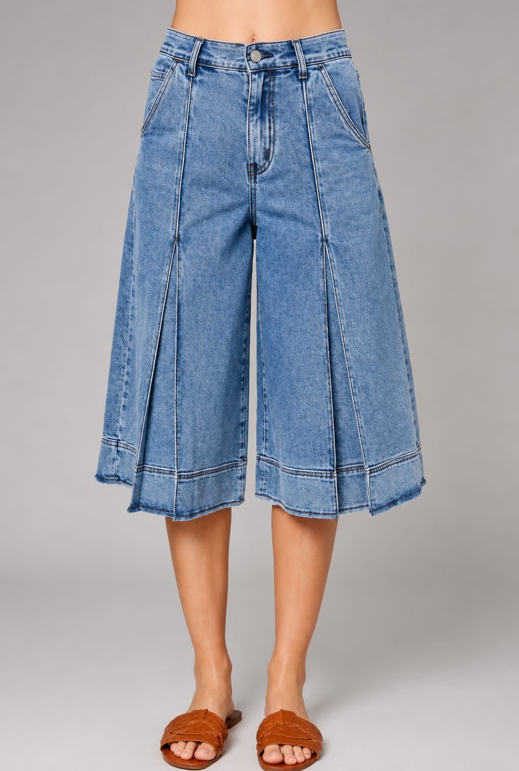 Bermuda Denim culotte pinzas