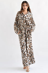 Fashion Styled Set Pantalón y Blusa lino Leopardo