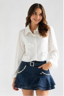 Falda olanes Denim perlas