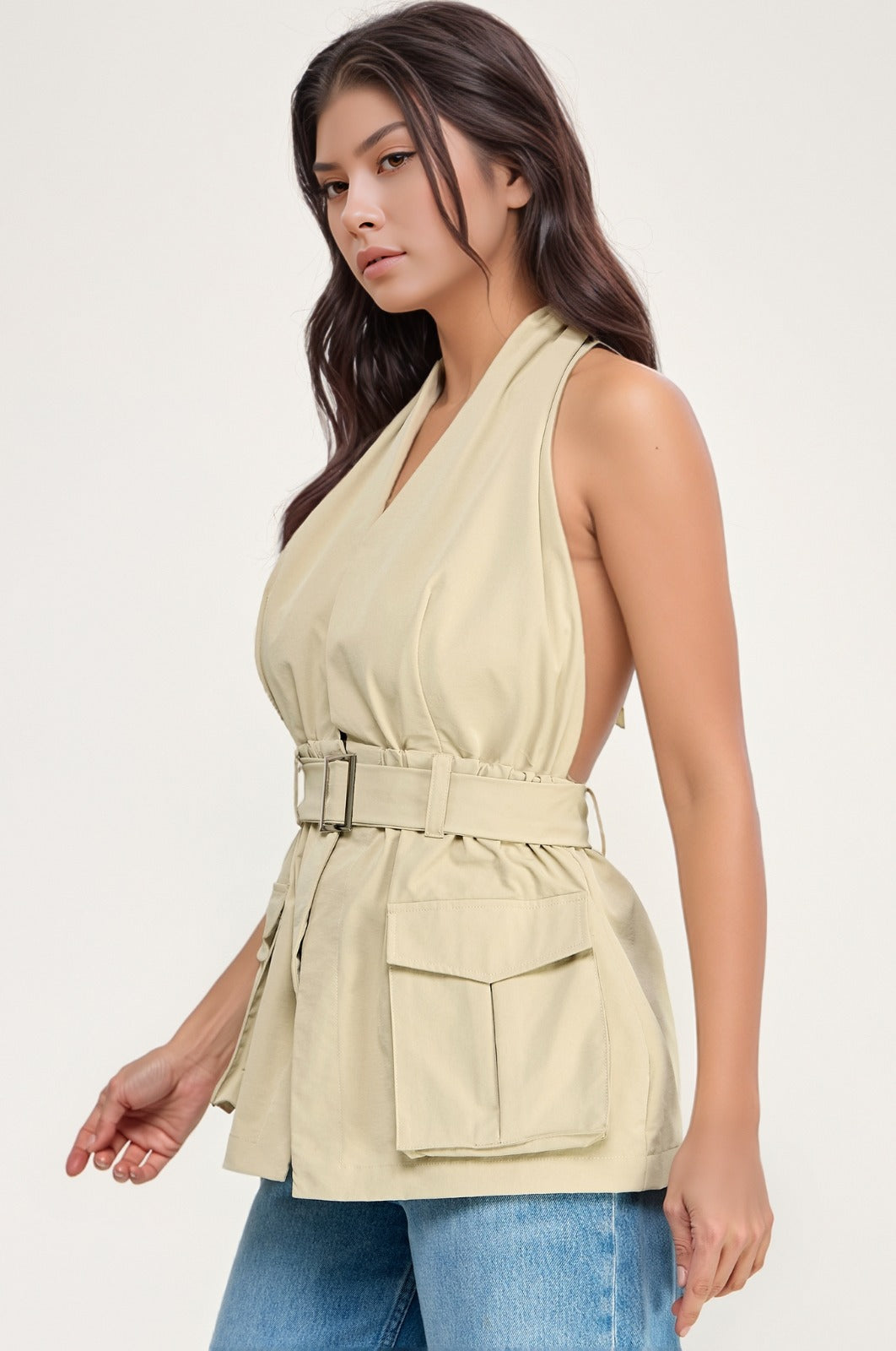 Blusa halter tipo chaleco