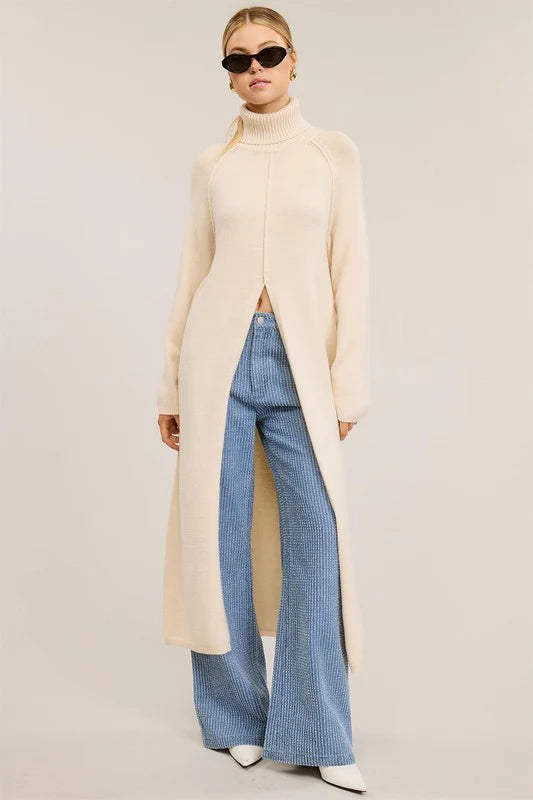 Sweater Maxi cuello Beige