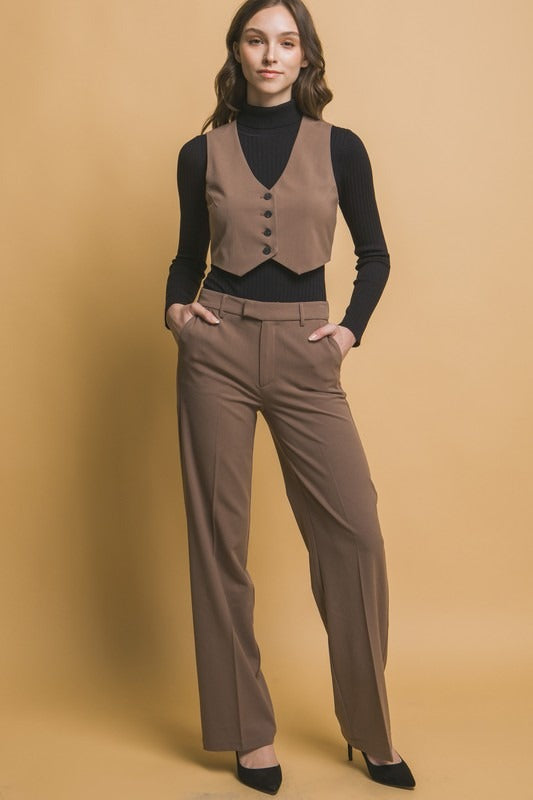 Pantalón pierna ancha Moka