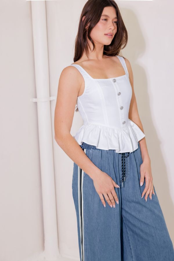 Blusa peplum tirante grueso Blanco