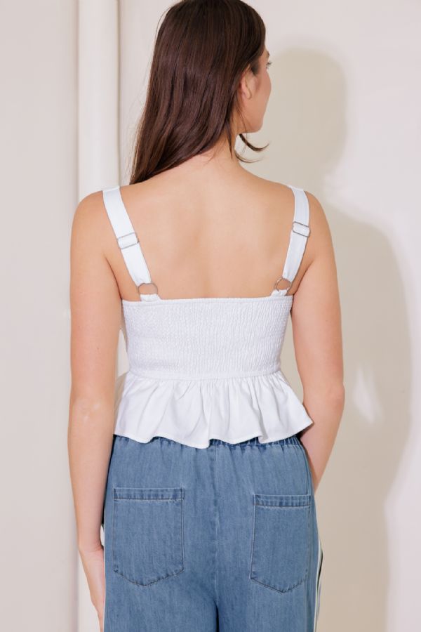 Blusa peplum tirante grueso Blanco