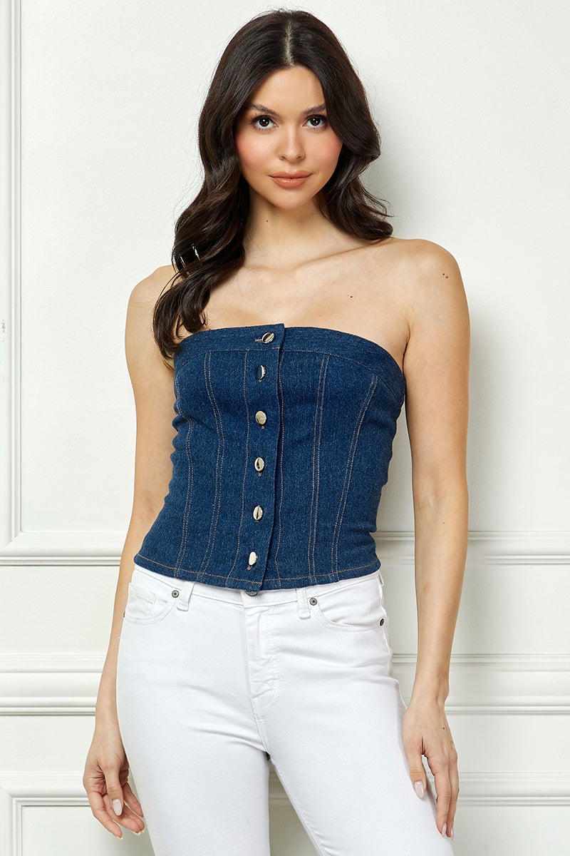 Top strapless Denim Dark