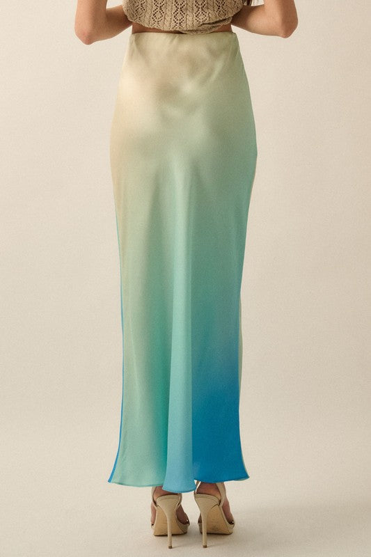 Falda larga lencera degradado Aqua