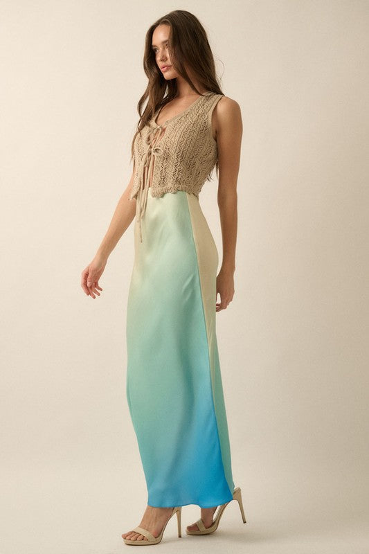 Falda larga lencera degradado Aqua