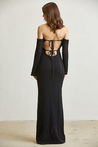 Fashion Styled Vestido hombros descubiertos crochet Negro