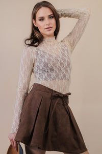 Fashion Styled Blusa manga larga encaje flores Ivory