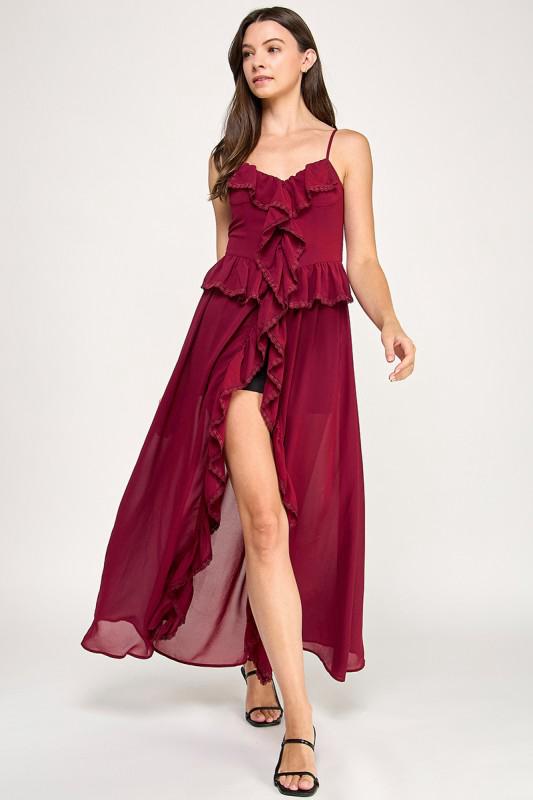 Maxi blusa olanes tira encaje Rojo