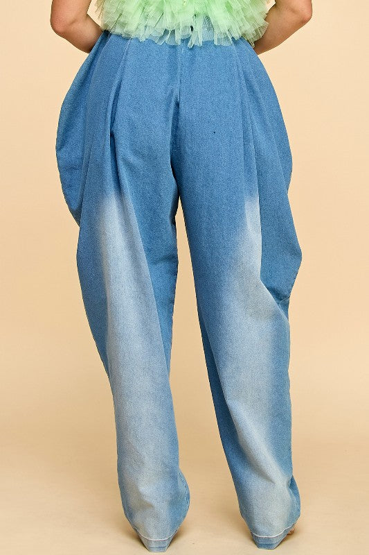 Pantalón globo cadera Denim