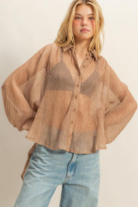 Fashion Styled Blusa corrugada manga vampiro Moka