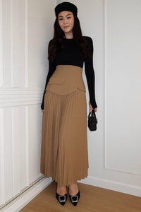 Fashion Styled Falda plisada pretina removible Beige