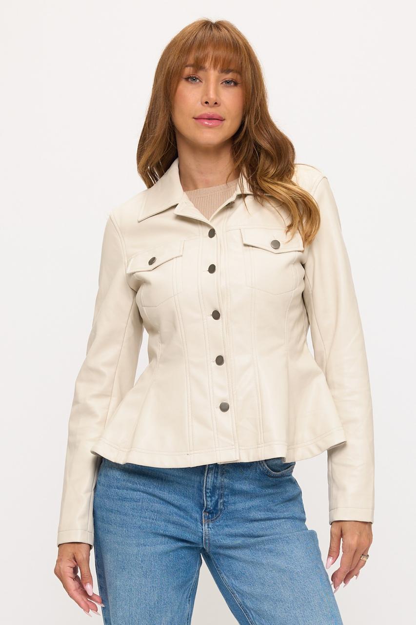 Shacket vinipiel peplum Ivory