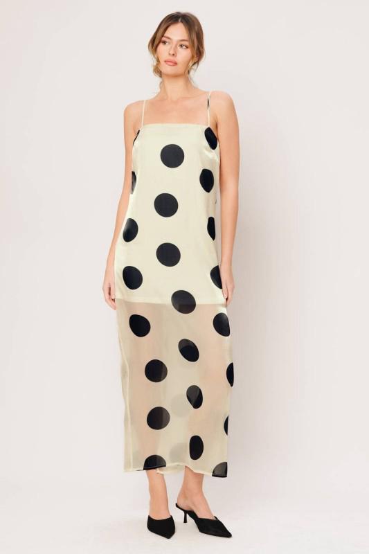 Vestido gasa tirantes polka dots chunky